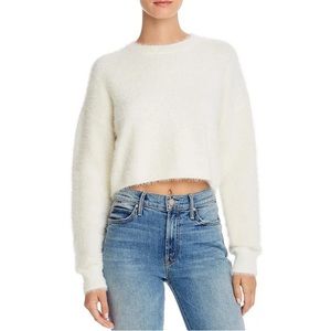 Bardot cropped fuzzy sweater